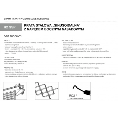 Krata rolowana stalowa sinusoidalna KRISPOL R2 SSP + NAPĘD BOCZNY